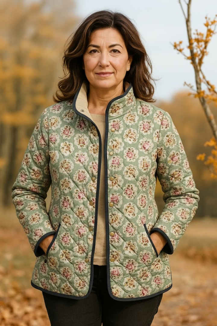 Ženska jakna s vintage cvjetnim umjetničkim printom