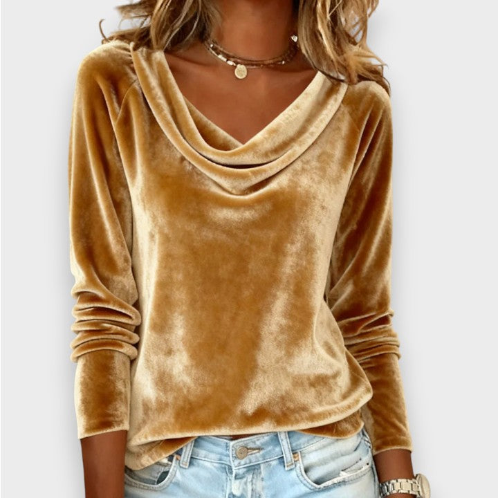 Ljiljana | Majica dugih rukava od baršuna u jednobojnom tonu