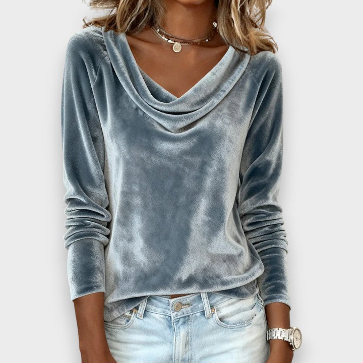 Ljiljana | Majica dugih rukava od baršuna u jednobojnom tonu