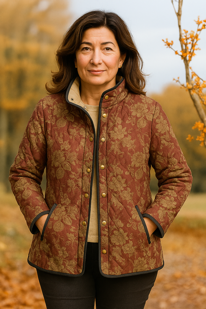 Retro ženska jakna s cvjetnim uzorkom