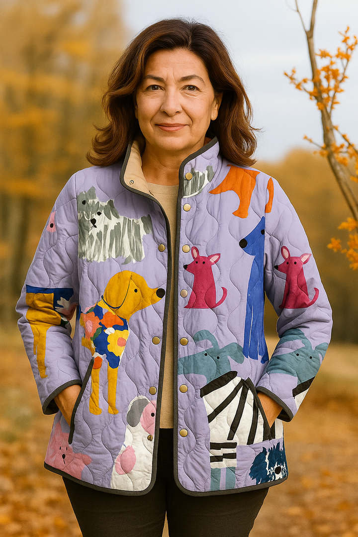 Ženska ležerna jakna s printom psa