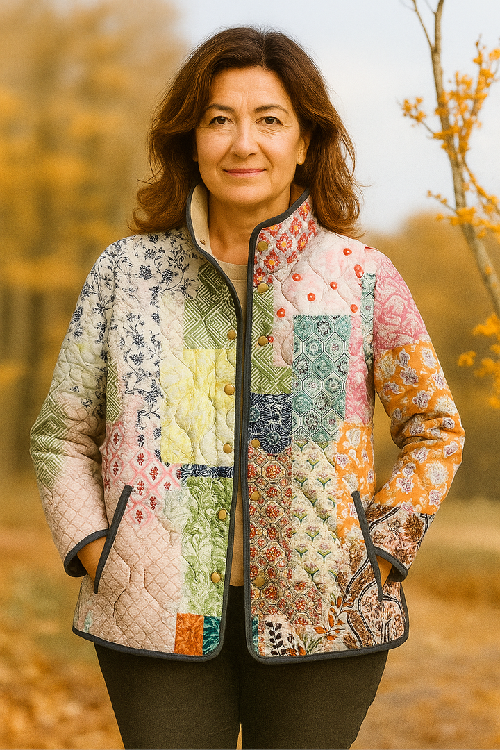 Ležerna ženska prošivena jakna s cvjetnim printom