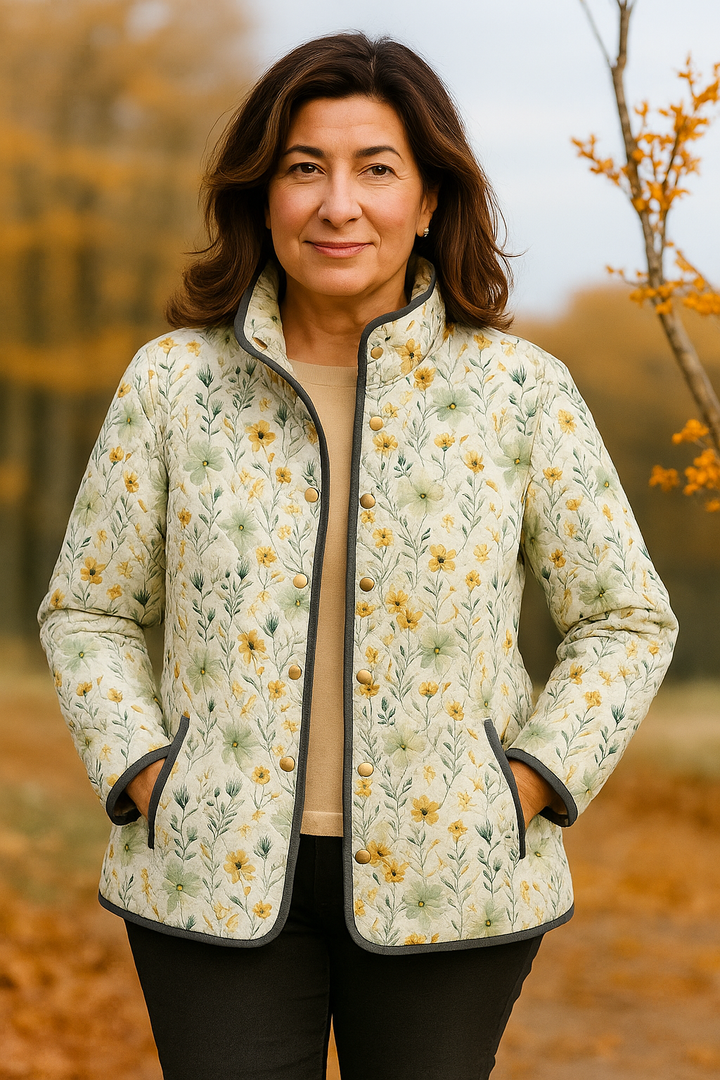 Očaravajuća ženska prošivena jakna s cvjetnim printom