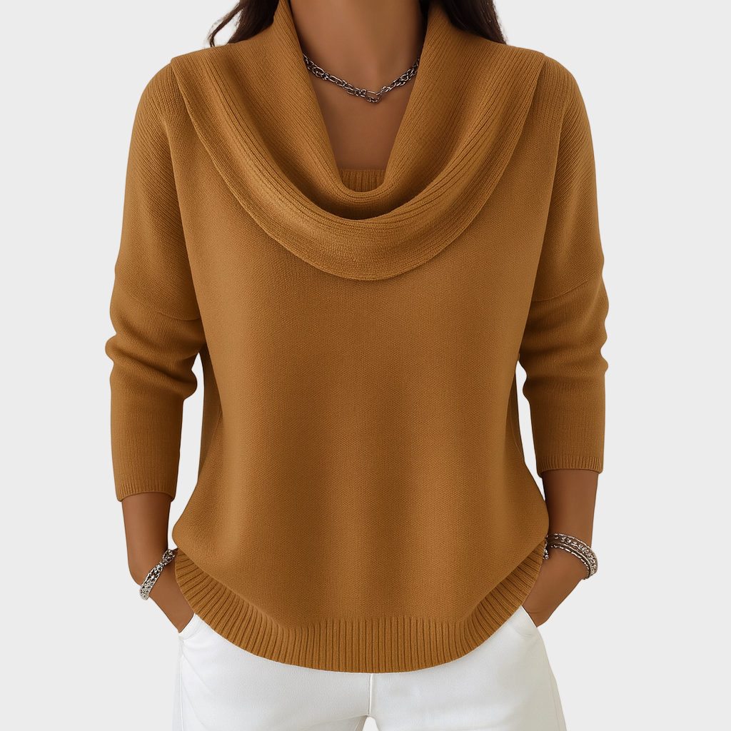 Matea – Pleteni Pulover s Opustenim Ovratnikom